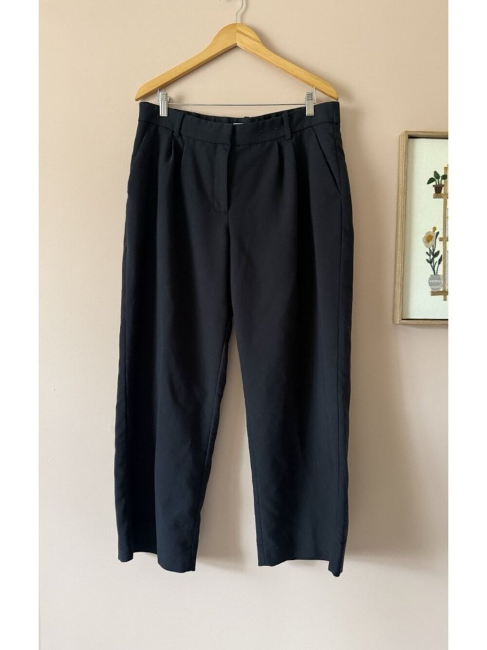 Abercrombie & Fitch Curve Love Sloane Tailored Wide Leg Pant Black Trouser 32/14